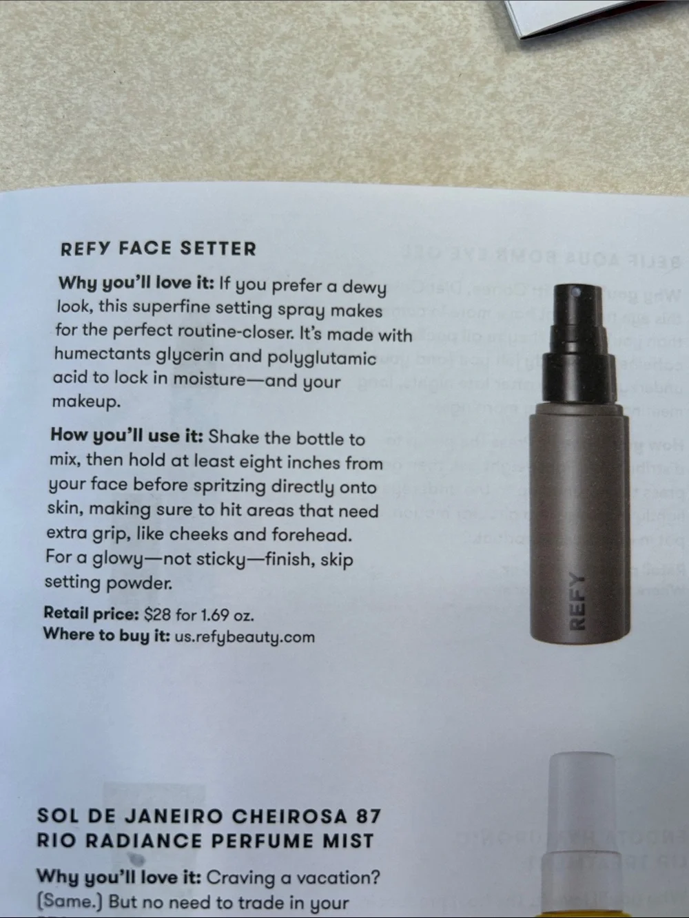 REFY Face Setter Setting Spray — White and Black Packaging